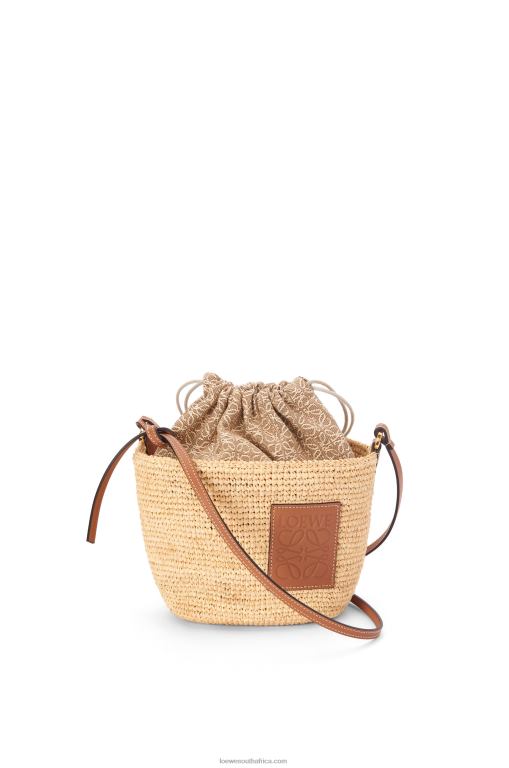 Loewe Women Pochette bag in raffia, Anagram jacquard and calfskin 206XF36 Natural/Tan
