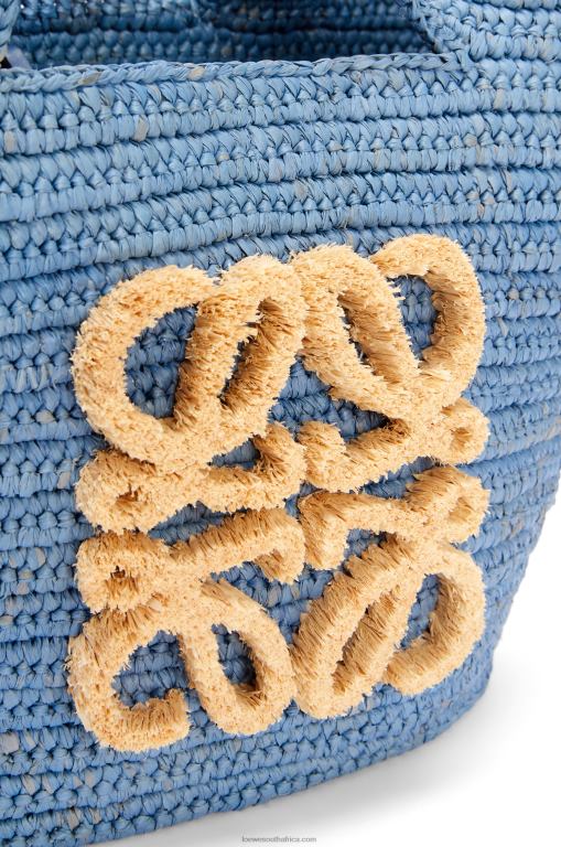 Loewe Women Small Elephant basket bag in raffia 206XF77 Denim Blue