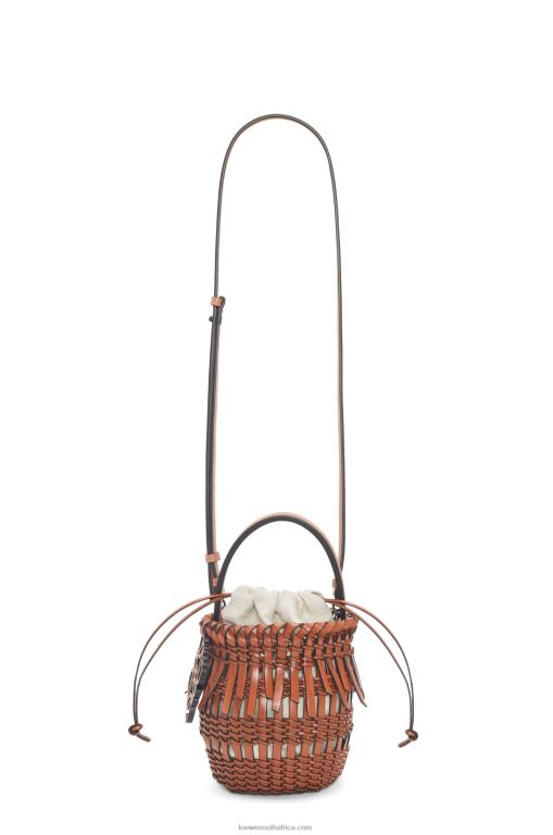 Loewe Women Small Fringe Bucket bag in calfskin 206XF89 Tan