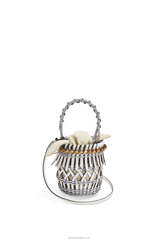Loewe Women Small Fringes Bucket bag in calfskin 206XF131 White