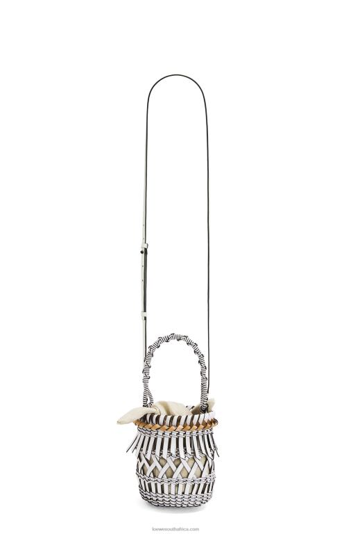 Loewe Women Small Fringes Bucket bag in calfskin 206XF131 White