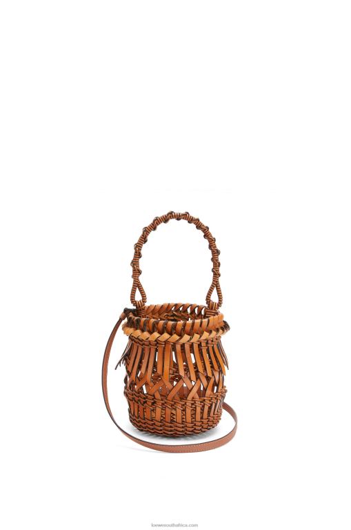 Loewe Women Small Fringes Bucket bag in calfskin 206XF177 Tan