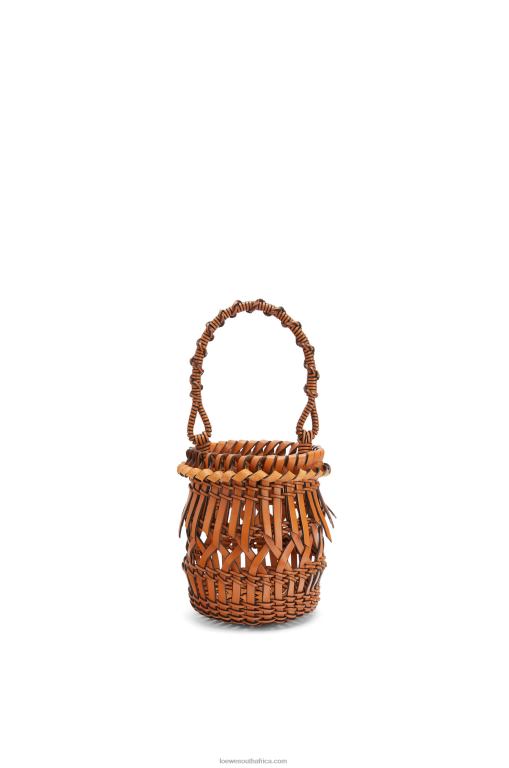 Loewe Women Small Fringes Bucket bag in calfskin 206XF177 Tan