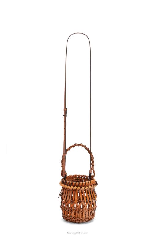 Loewe Women Small Fringes Bucket bag in calfskin 206XF177 Tan
