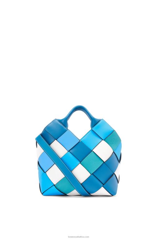 Loewe Women Small Surplus Leather Woven basket bag in calfskin 206XF104 Blue