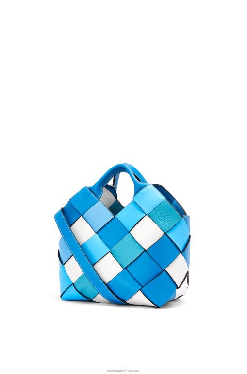 Loewe Women Small Surplus Leather Woven basket bag in calfskin 206XF104 Blue