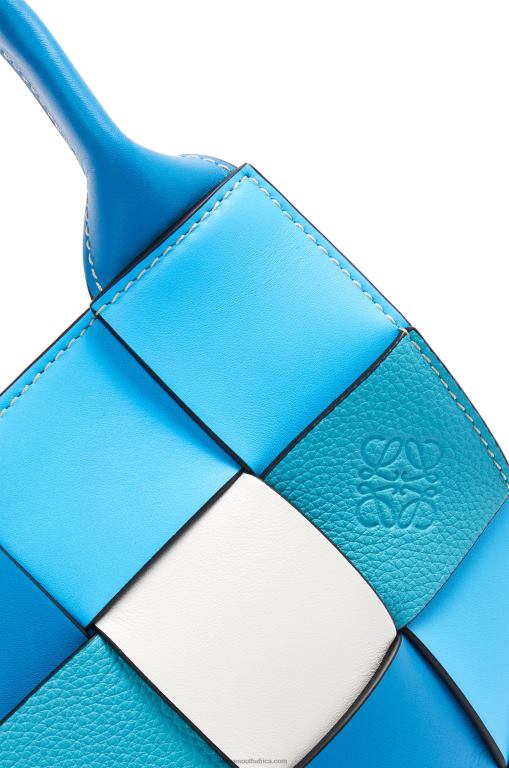 Loewe Women Small Surplus Leather Woven basket bag in calfskin 206XF104 Blue