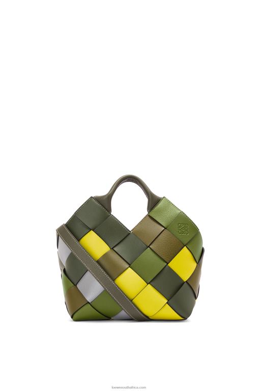 Loewe Women Small Surplus Leather Woven basket bag in classic calfskin 206XF103 Green