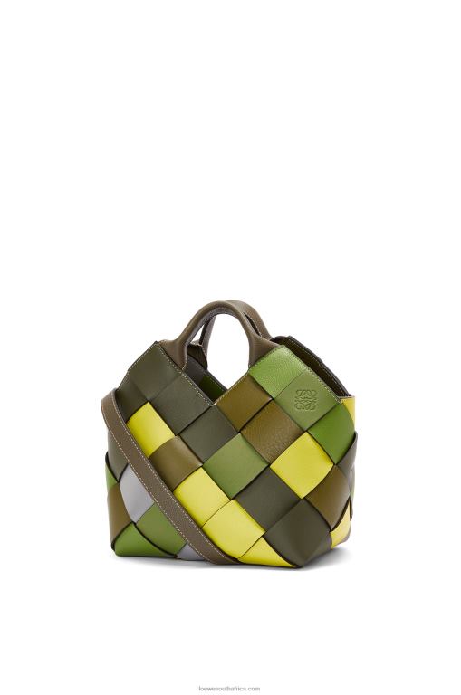 Loewe Women Small Surplus Leather Woven basket bag in classic calfskin 206XF103 Green