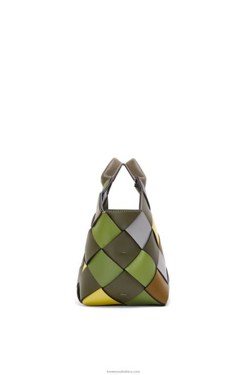Loewe Women Small Surplus Leather Woven basket bag in classic calfskin 206XF103 Green