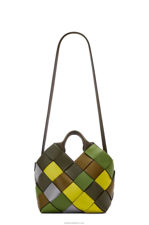 Loewe Women Small Surplus Leather Woven basket bag in classic calfskin 206XF103 Green