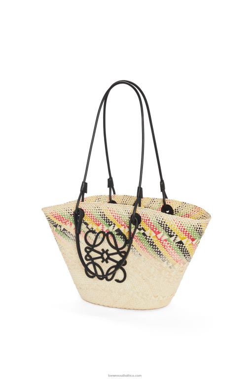Loewe Women Small rainbow Anagram basket in iraca palm and calfskin 206XF43 Natural/Multicolor