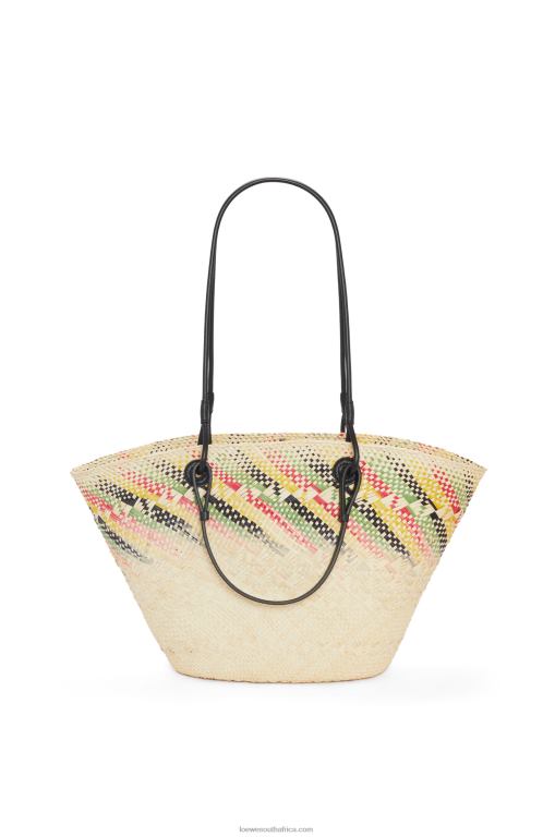 Loewe Women Small rainbow Anagram basket in iraca palm and calfskin 206XF43 Natural/Multicolor