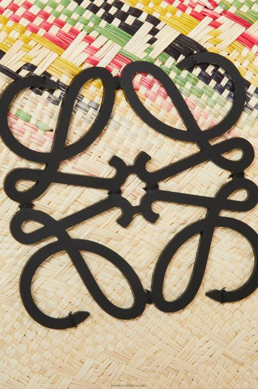 Loewe Women Small rainbow Anagram basket in iraca palm and calfskin 206XF43 Natural/Multicolor