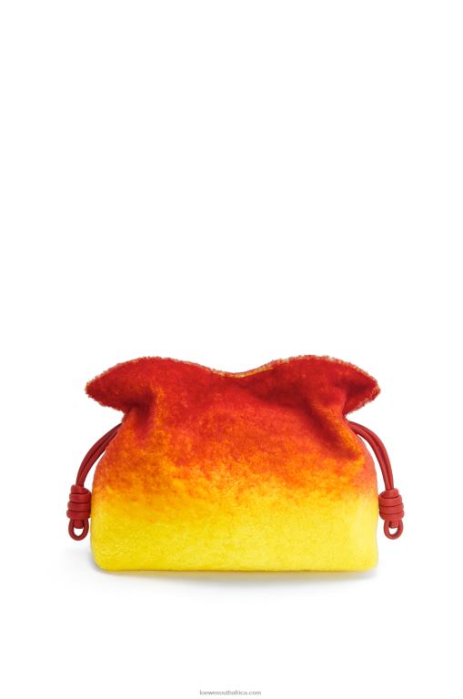 Loewe Women Calcifer Flamenco clutch in shearling 206XF443 Red