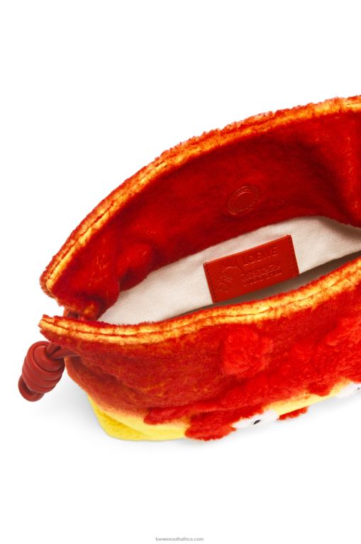 Loewe Women Calcifer Flamenco clutch in shearling 206XF443 Red