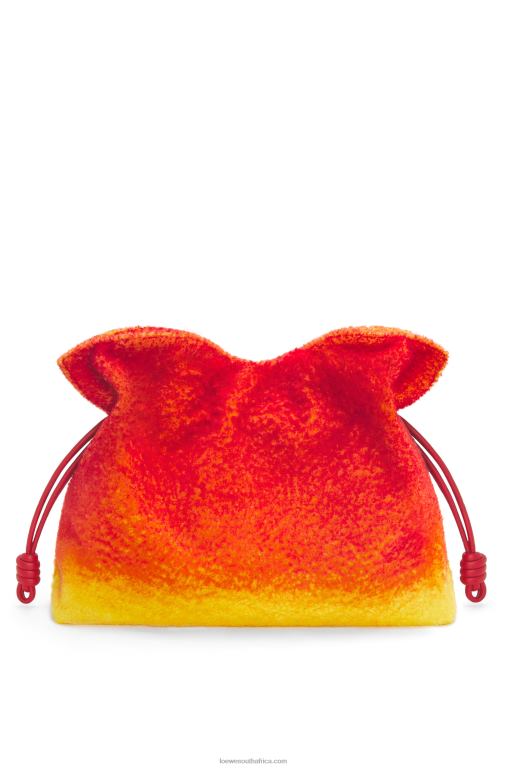 Loewe Women Calcifer XL Flamenco clutch in shearling 206XF444 Red