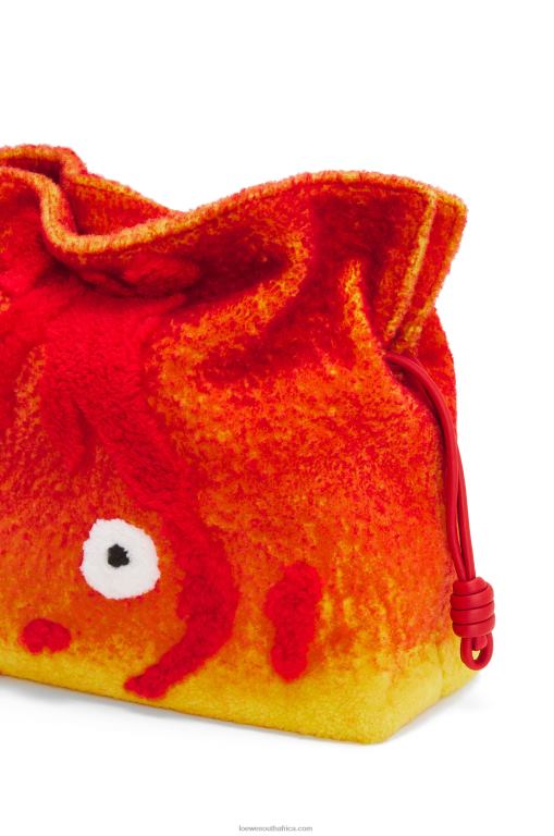 Loewe Women Calcifer XL Flamenco clutch in shearling 206XF444 Red