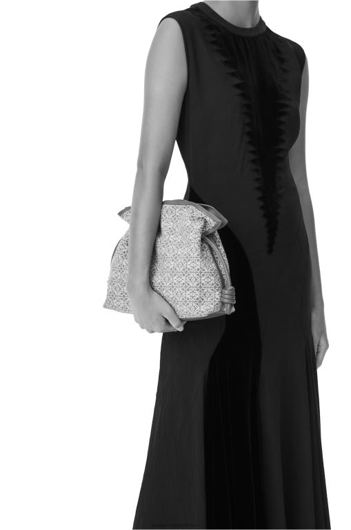Loewe Women Flamenco clutch in Anagram jacquard and calfskin 206XF543 Navy/Black