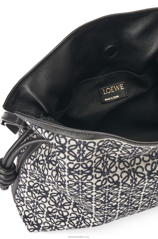 Loewe Women Flamenco clutch in Anagram jacquard and calfskin 206XF543 Navy/Black