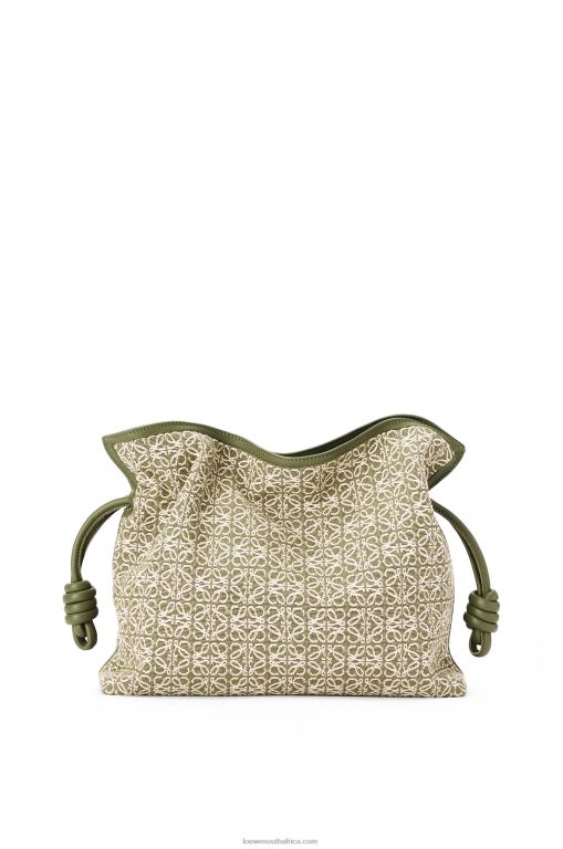 Loewe Women Flamenco clutch in Anagram jacquard and calfskin 206XF607 Green/Avocado Green