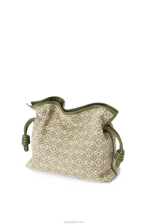 Loewe Women Flamenco clutch in Anagram jacquard and calfskin 206XF607 Green/Avocado Green