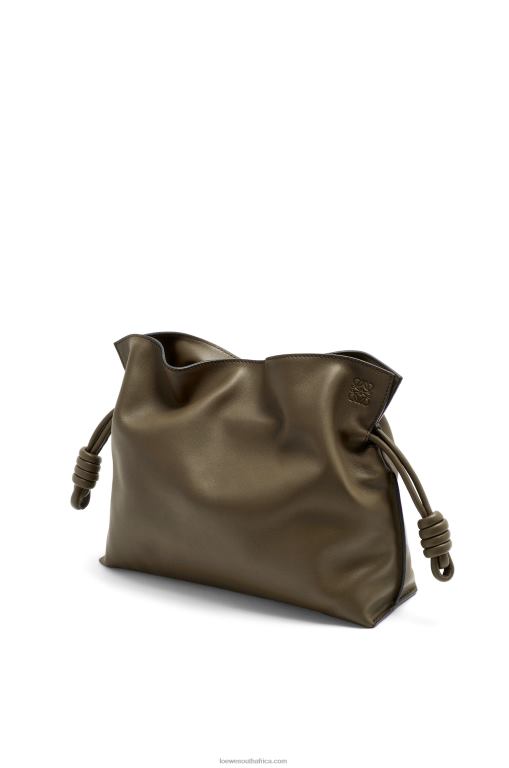 Loewe Women Flamenco clutch in nappa calfskin 206XF359 Dark Khaki Green