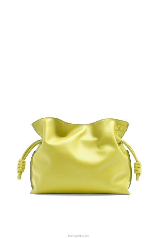 Loewe Women Flamenco clutch in nappa calfskin 206XF608 Lime Yellow