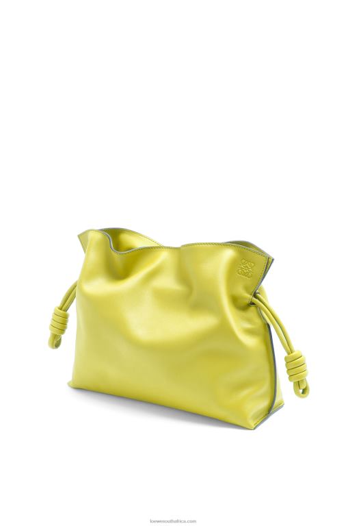 Loewe Women Flamenco clutch in nappa calfskin 206XF608 Lime Yellow