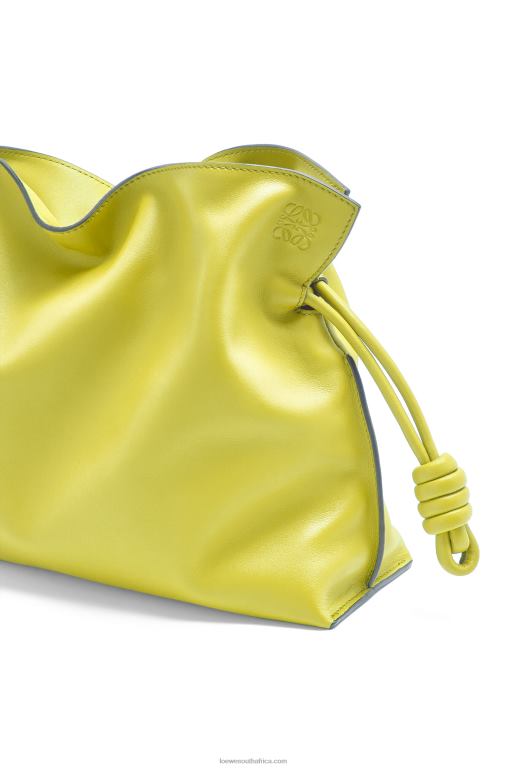 Loewe Women Flamenco clutch in nappa calfskin 206XF608 Lime Yellow