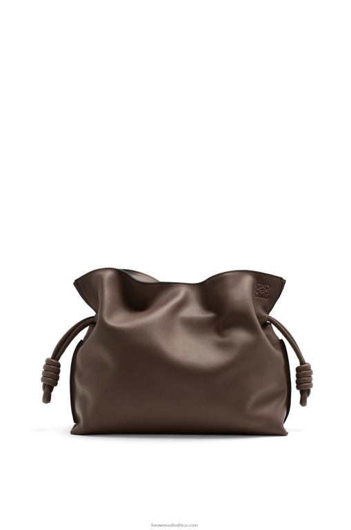 Loewe Women Flamenco clutch in nappa calfskin 206XF623 Chocolate