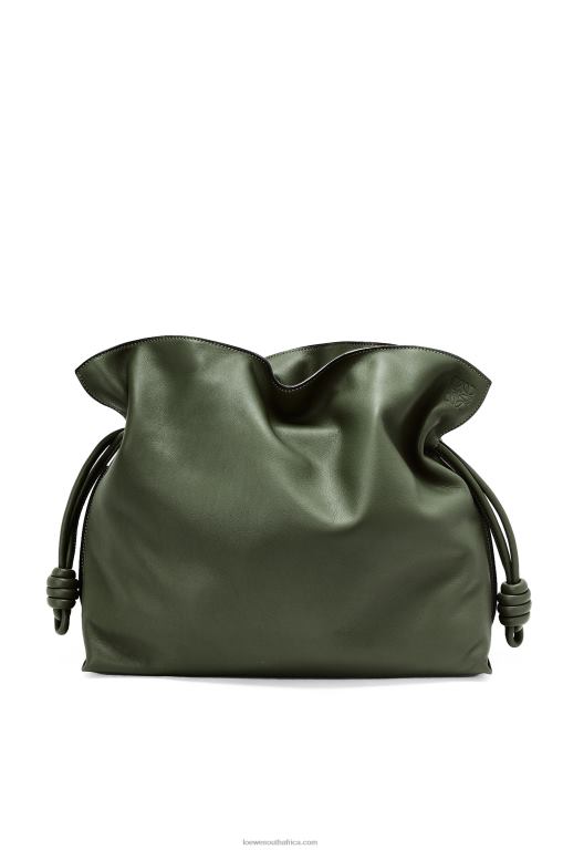 Loewe Women Large Flamenco clutch in nappa calfskin 206XF429 Vintage Khaki