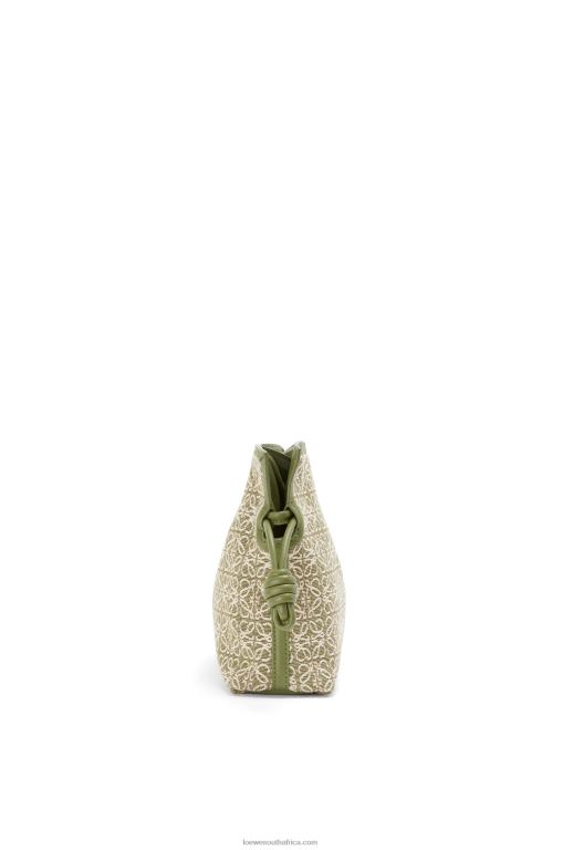 Loewe Women Mini Flamenco clutch in Anagram jacquard and calfskin 206XF291 Green/Avocado Green