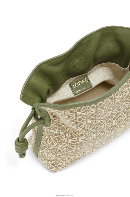 Loewe Women Mini Flamenco clutch in Anagram jacquard and calfskin 206XF291 Green/Avocado Green