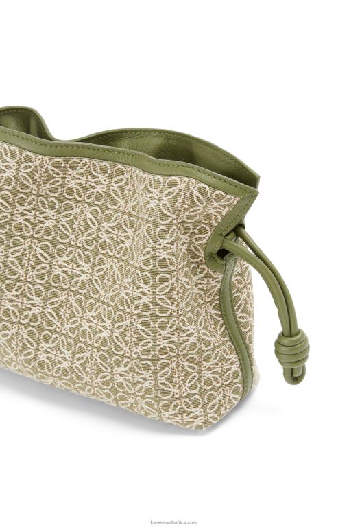 Loewe Women Mini Flamenco clutch in Anagram jacquard and calfskin 206XF291 Green/Avocado Green