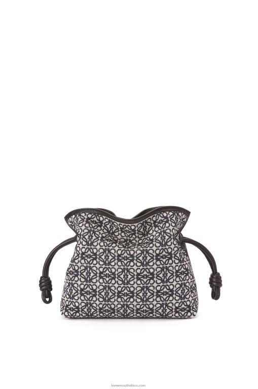 Loewe Women Mini Flamenco clutch in Anagram jacquard and calfskin 206XF292 Navy/Black