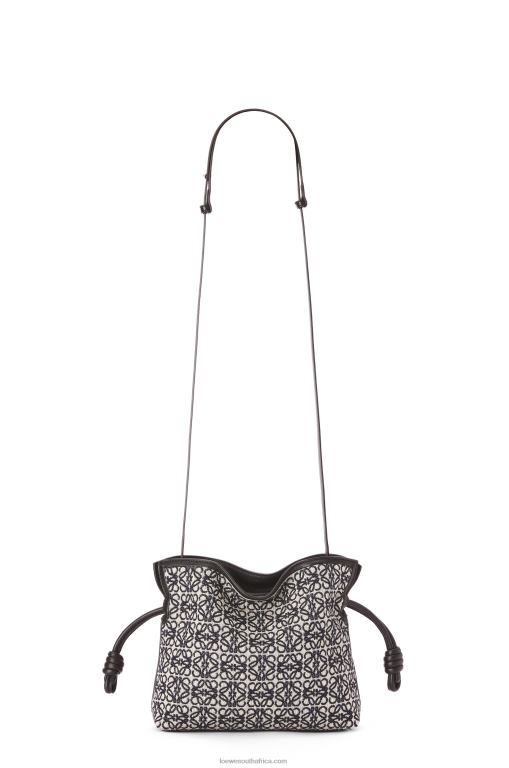 Loewe Women Mini Flamenco clutch in Anagram jacquard and calfskin 206XF292 Navy/Black