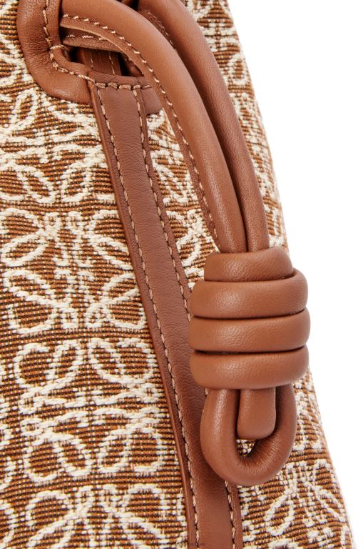 Loewe Women Mini Flamenco clutch in Anagram jacquard and calfskin 206XF310 Tan/Pecan