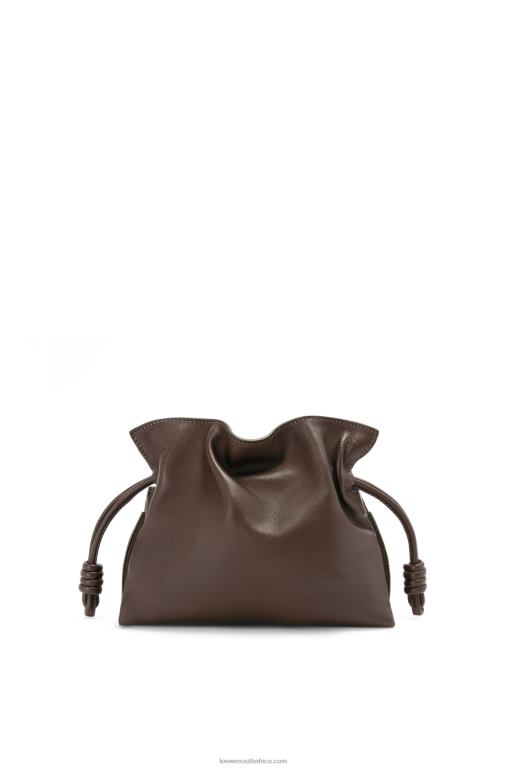 Loewe Women Mini Flamenco clutch in nappa calfskin 206XF555 Chocolate