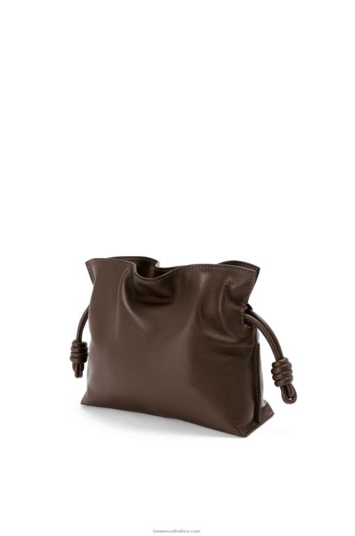 Loewe Women Mini Flamenco clutch in nappa calfskin 206XF555 Chocolate