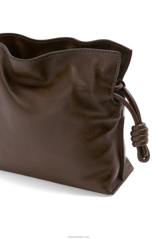 Loewe Women Mini Flamenco clutch in nappa calfskin 206XF555 Chocolate