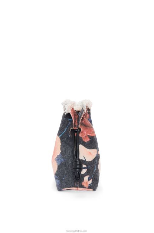 Loewe Women Roses Flamenco clutch in denim 206XF389 Black