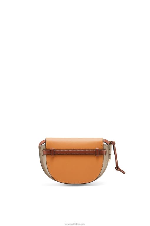 Loewe Women Mini Gate Dual bag in soft calfskin 206XF238 Amber/Light Grey/Rust Colour