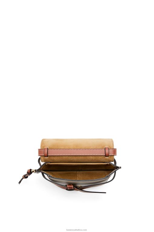 Loewe Women Mini Gate Dual bag in soft calfskin 206XF238 Amber/Light Grey/Rust Colour