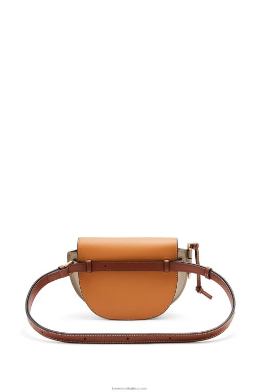 Loewe Women Mini Gate Dual bag in soft calfskin 206XF238 Amber/Light Grey/Rust Colour