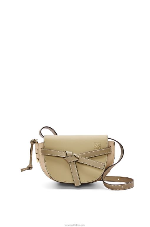 Loewe Women Mini Gate Dual bag in soft calfskin 206XF240 Clay Green/Dusty Beige