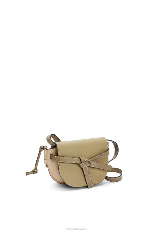 Loewe Women Mini Gate Dual bag in soft calfskin 206XF240 Clay Green/Dusty Beige
