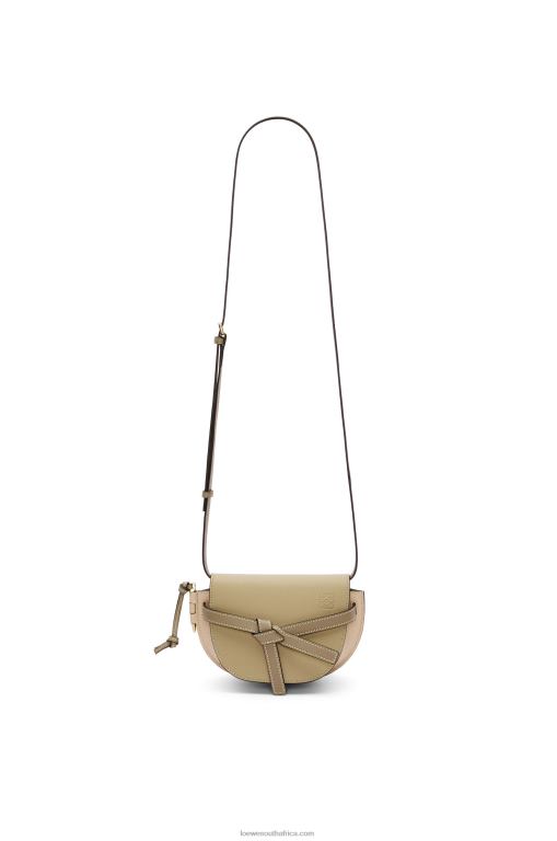 Loewe Women Mini Gate Dual bag in soft calfskin 206XF240 Clay Green/Dusty Beige