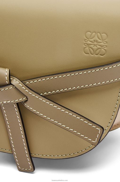 Loewe Women Mini Gate Dual bag in soft calfskin 206XF240 Clay Green/Dusty Beige