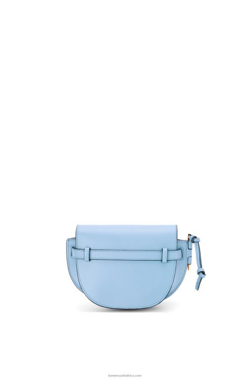 Loewe Women Mini Gate Dual bag in soft calfskin and jacquard 206XF194 Dusty Blue